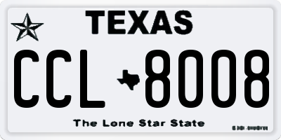 TX license plate CCL8008