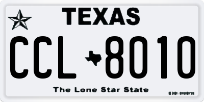 TX license plate CCL8010