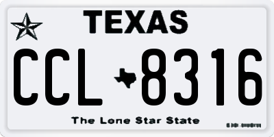 TX license plate CCL8316