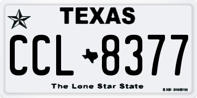 TX license plate CCL8377