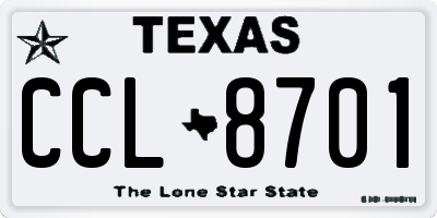 TX license plate CCL8701