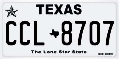 TX license plate CCL8707