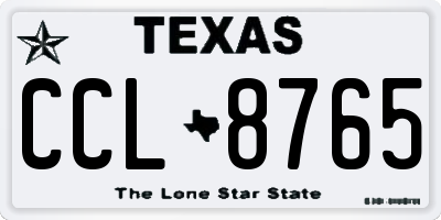 TX license plate CCL8765