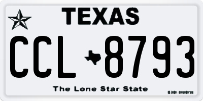 TX license plate CCL8793