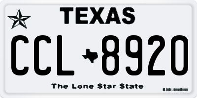 TX license plate CCL8920