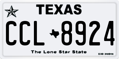 TX license plate CCL8924