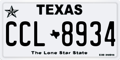 TX license plate CCL8934