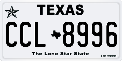 TX license plate CCL8996