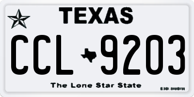 TX license plate CCL9203