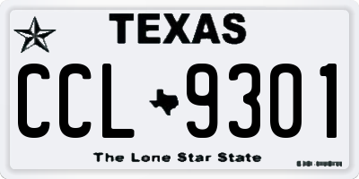 TX license plate CCL9301