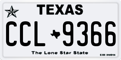 TX license plate CCL9366