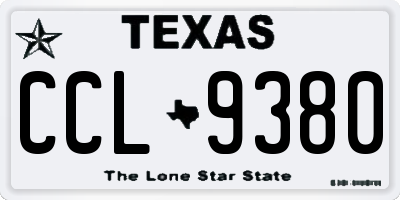 TX license plate CCL9380