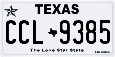TX license plate CCL9385