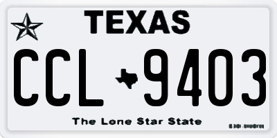 TX license plate CCL9403