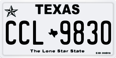 TX license plate CCL9830