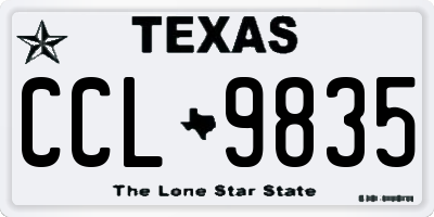 TX license plate CCL9835