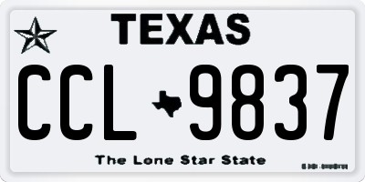 TX license plate CCL9837