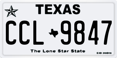 TX license plate CCL9847