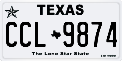 TX license plate CCL9874