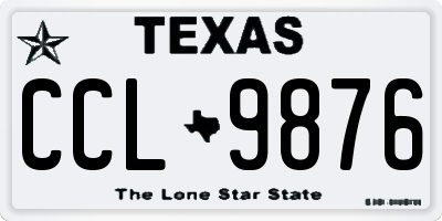 TX license plate CCL9876