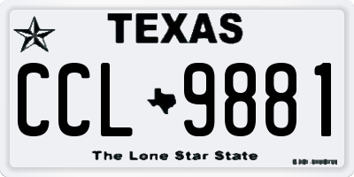 TX license plate CCL9881