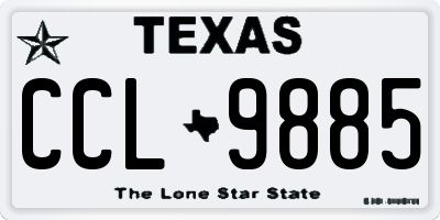TX license plate CCL9885