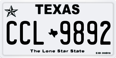 TX license plate CCL9892