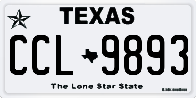 TX license plate CCL9893