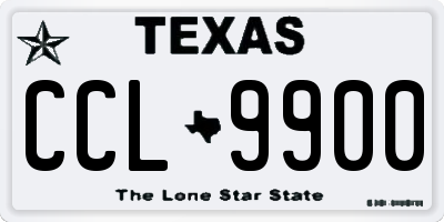 TX license plate CCL9900