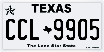 TX license plate CCL9905