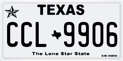 TX license plate CCL9906
