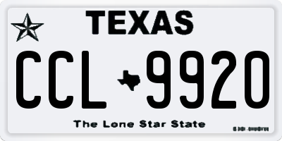 TX license plate CCL9920