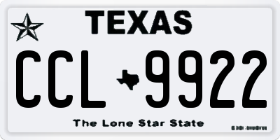 TX license plate CCL9922