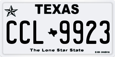 TX license plate CCL9923