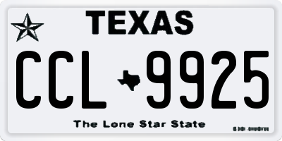 TX license plate CCL9925