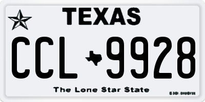 TX license plate CCL9928