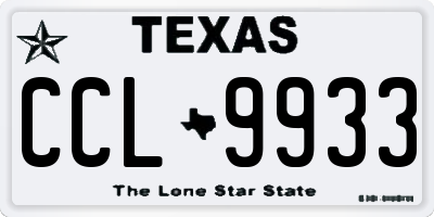 TX license plate CCL9933