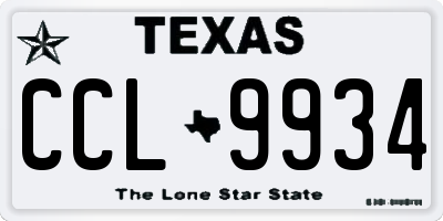 TX license plate CCL9934