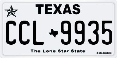 TX license plate CCL9935