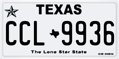 TX license plate CCL9936