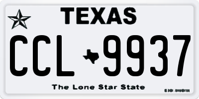 TX license plate CCL9937