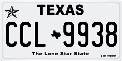 TX license plate CCL9938