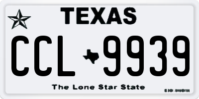 TX license plate CCL9939