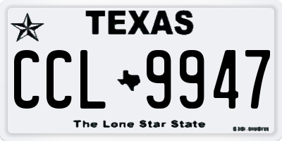 TX license plate CCL9947