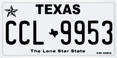 TX license plate CCL9953