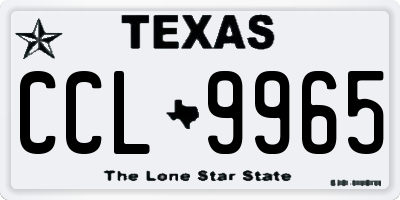 TX license plate CCL9965