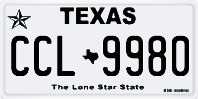TX license plate CCL9980