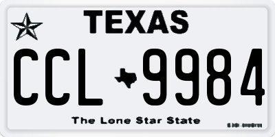 TX license plate CCL9984