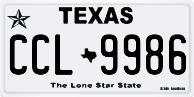 TX license plate CCL9986