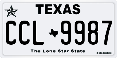 TX license plate CCL9987